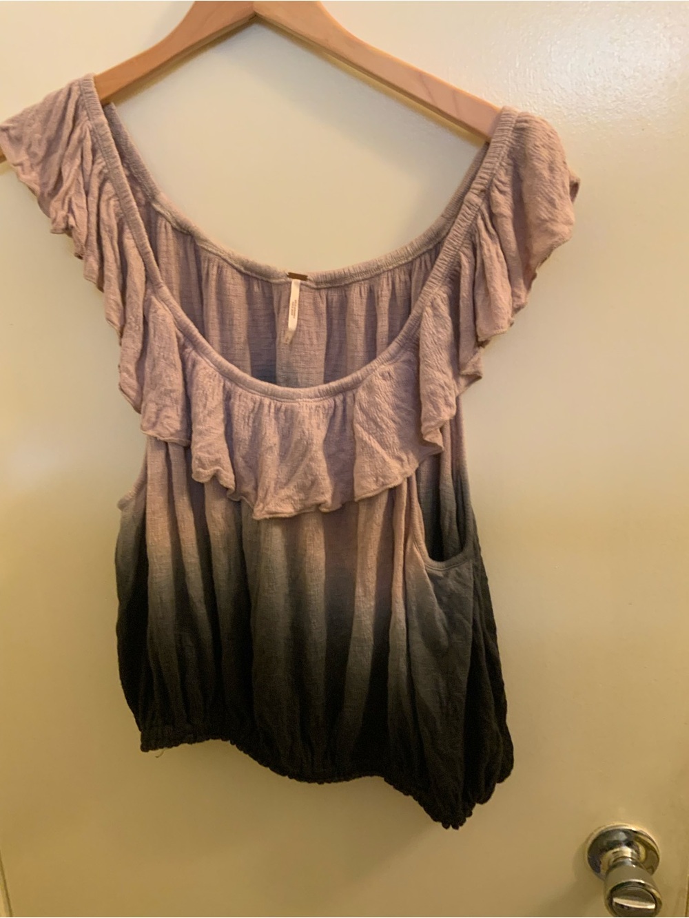 Free People Mauve to Black Ruffle Ombre Tank